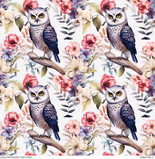 Floral Owl 2 Printed Vinyl Sheet/Wrap