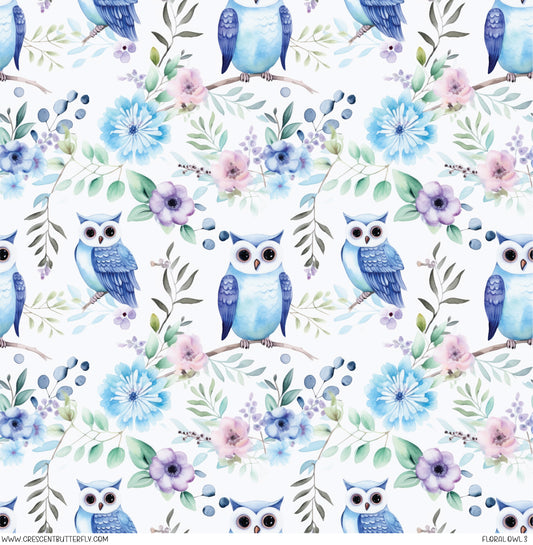 Floral Owl 3 Printed Vinyl Sheet/Wrap