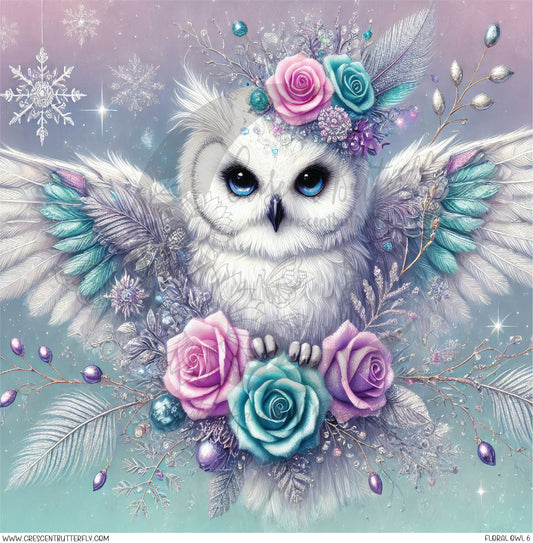 Floral Owl 6 Printed Vinyl Sheet/Wrap