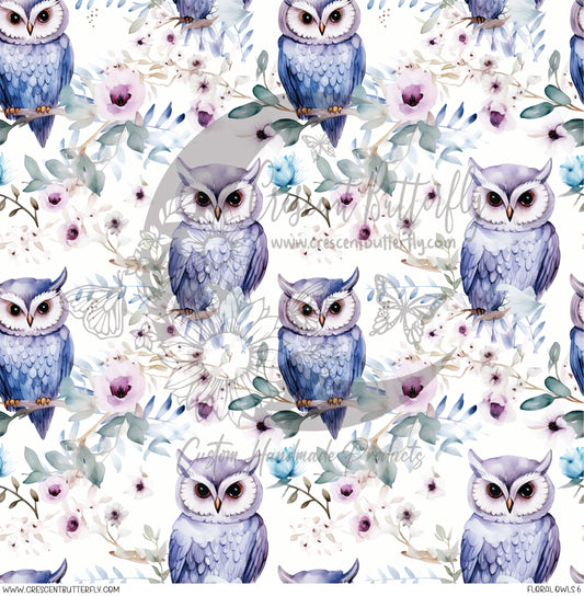 Floral Owls 6 Printed Vinyl Sheet/Wrap