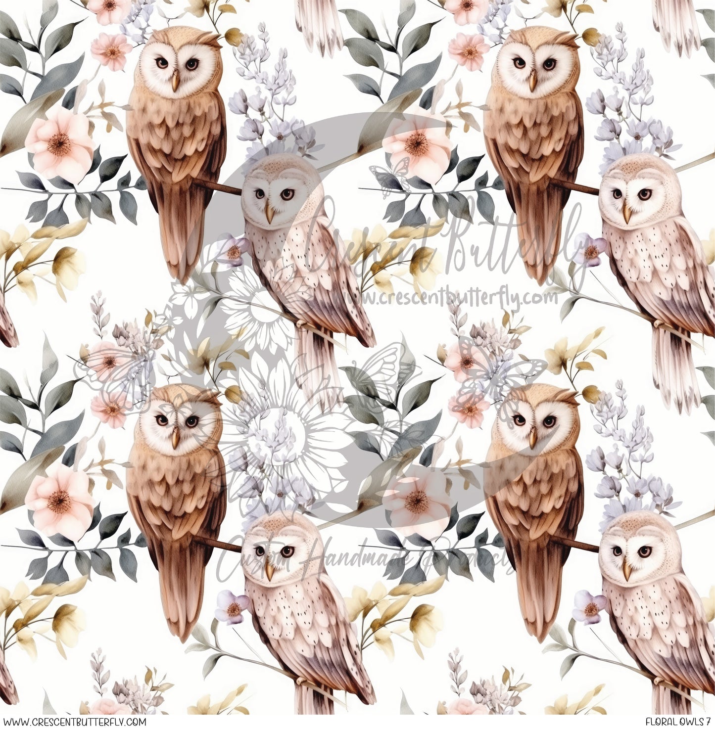 Floral Owls 7 Printed Vinyl Sheet/Wrap