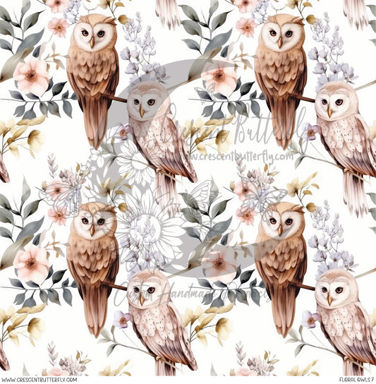 Floral Owls 7 Printed Vinyl Sheet/Wrap