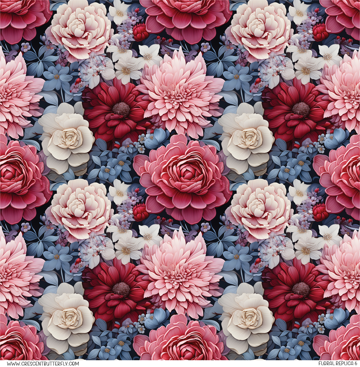 Floral Replica 6 Pattern Vinyl Sheet/Wrap