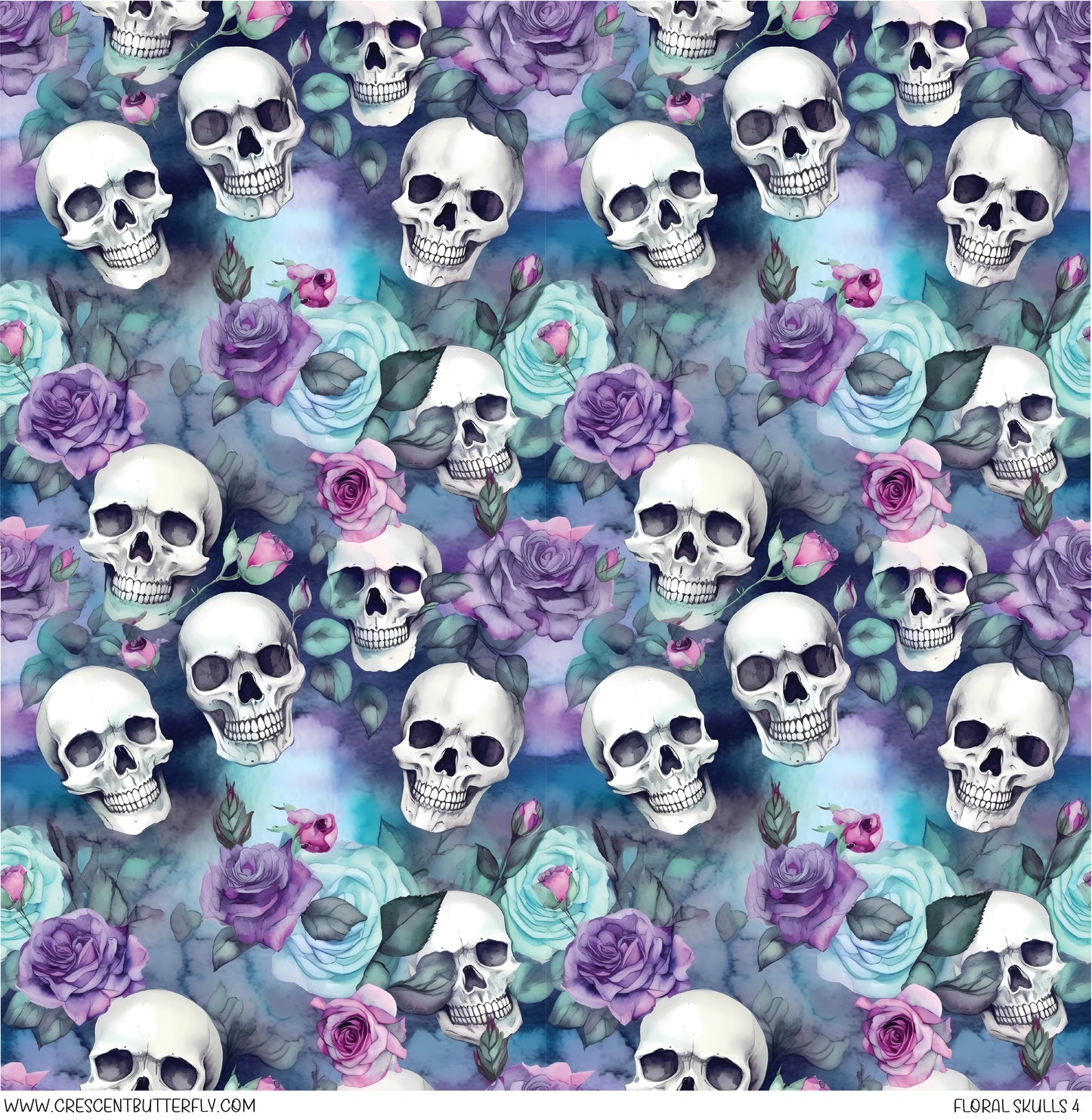 Floral Skulls 4 Vinyl Sheet/Wrap