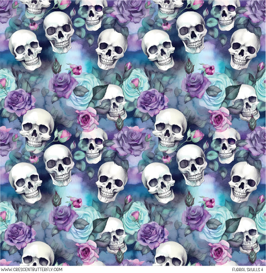 Floral Skulls 4 Vinyl Sheet/Wrap