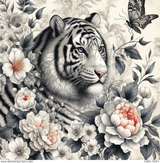 Floral Tiger 5 Printed Vinyl Sheet/Wrap