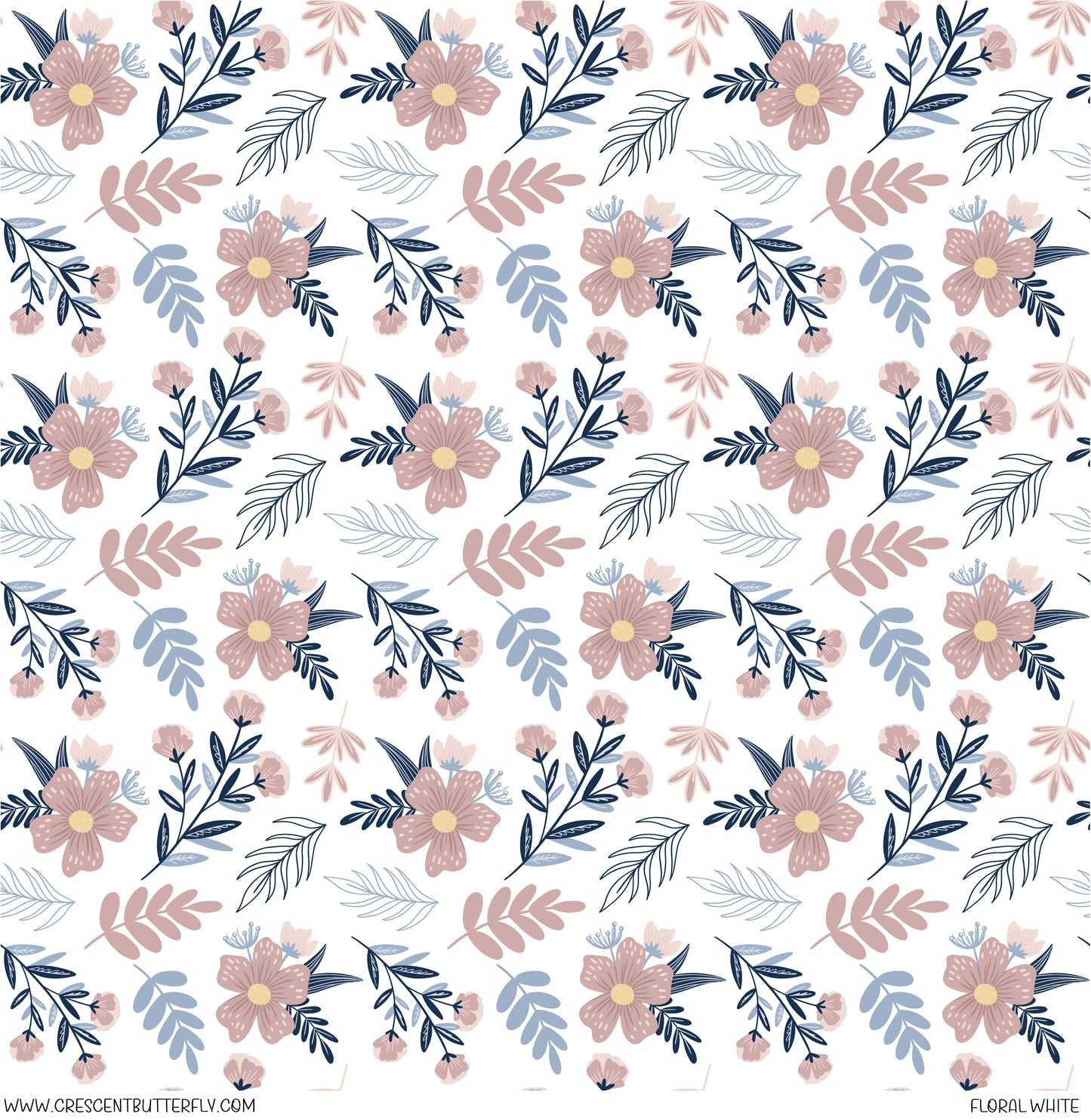 Floral White Printed Vinyl Sheet/Wrap