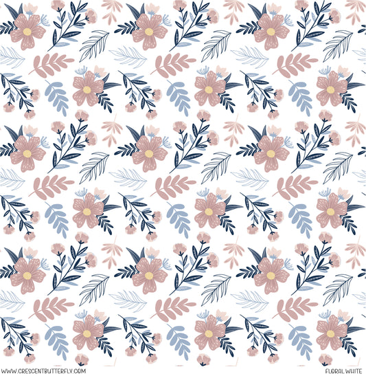 Floral White Printed Vinyl Sheet/Wrap