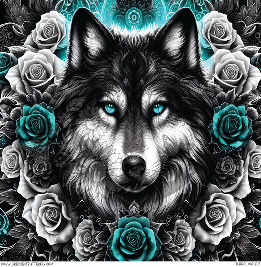 Floral Wolf 2 Printed Vinyl Sheet/Wrap
