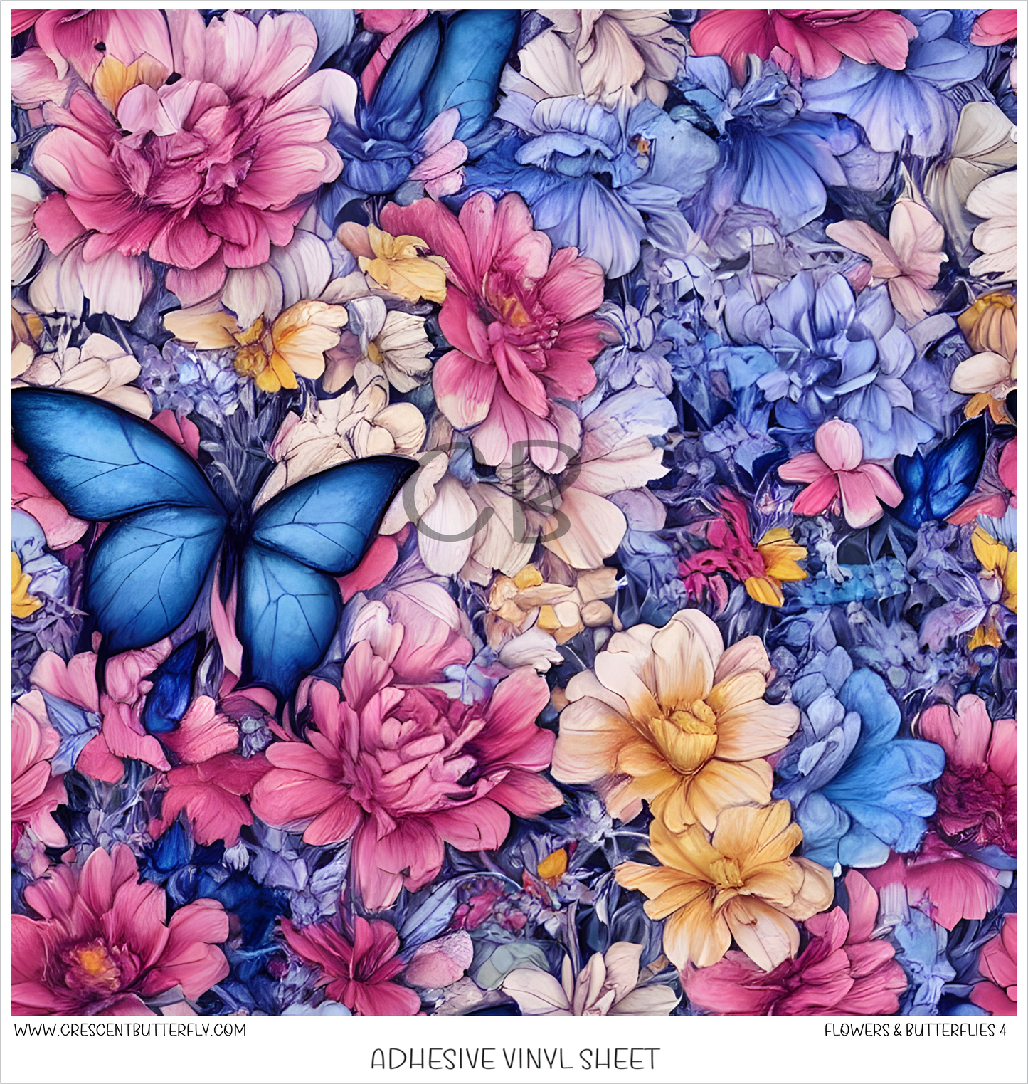 Flowers and Butterflies 4 Printed Vinyl Sheet