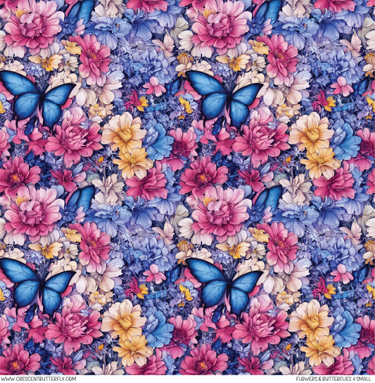 Flowers and Butterflies 4 Small Pattern Vinyl Sheet/Wrap