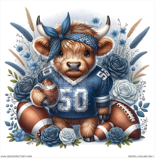 Football Highland Cow 1 Printed Vinyl Sheet/Wrap