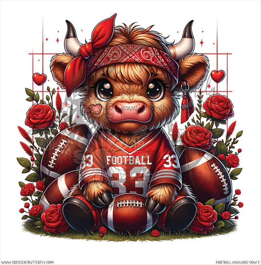 Football Highland Cow 3 Printed Vinyl Sheet/Wrap