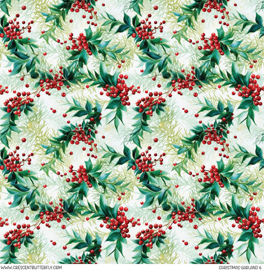 Christmas Garland 6 Printed Vinyl Sheet/Wrap