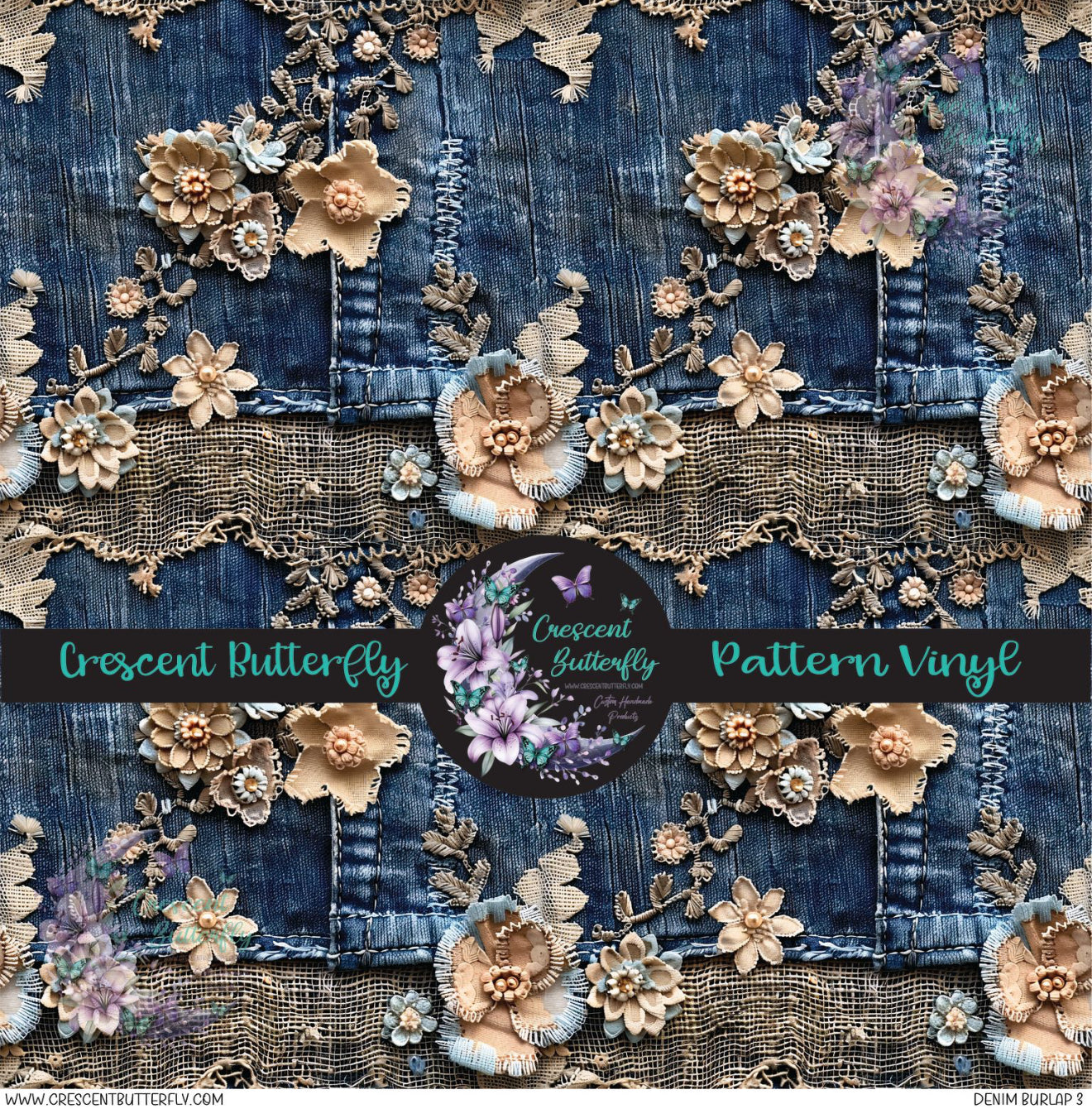 Denim Burlap 3 Printed Vinyl Sheet/Wrap