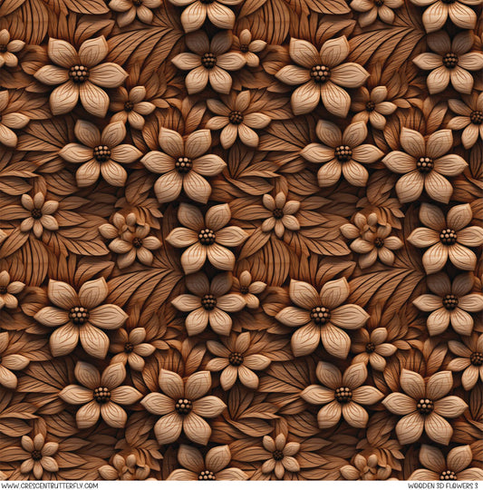 Wooden 3D Flowers 3 Printed Vinyl Sheet/Wrap