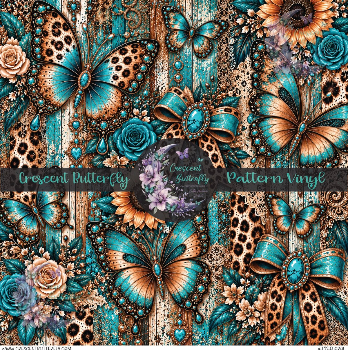 4-152-Floral Printed Vinyl Sheet/Wrap
