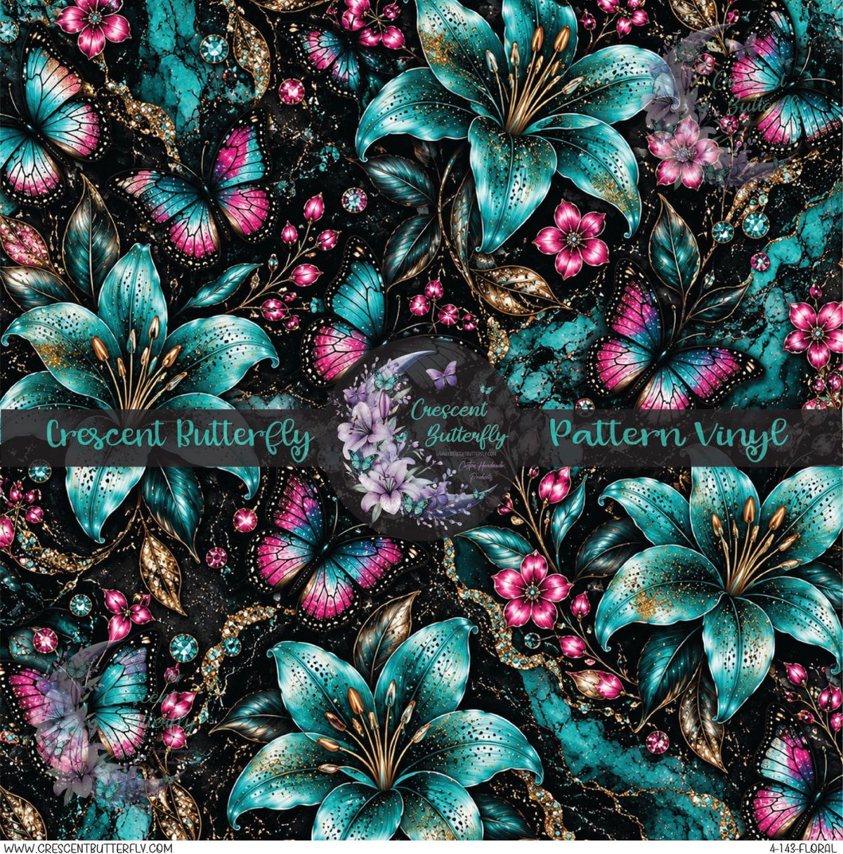 4-143-Floral Printed Vinyl Sheet/Wrap