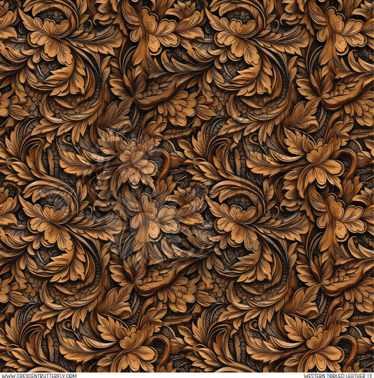 Western Tooled Leather 13 Printed Vinyl Sheet/Wrap