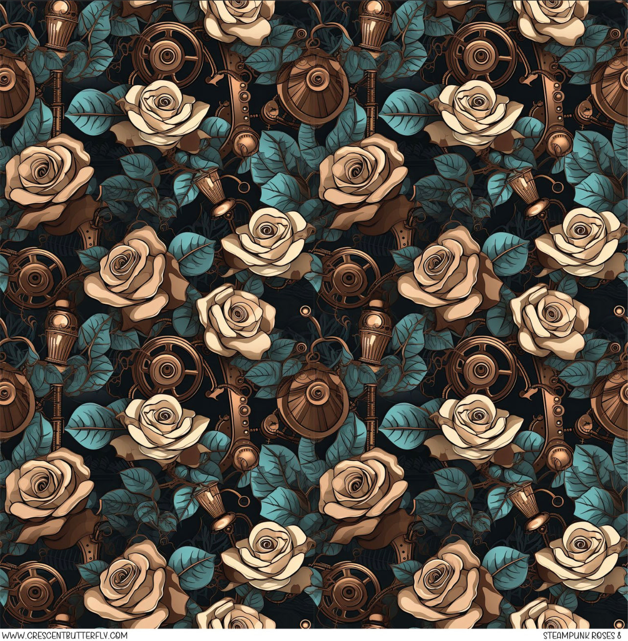 Steampunk Roses 8 Printed Vinyl Sheet/Wrap