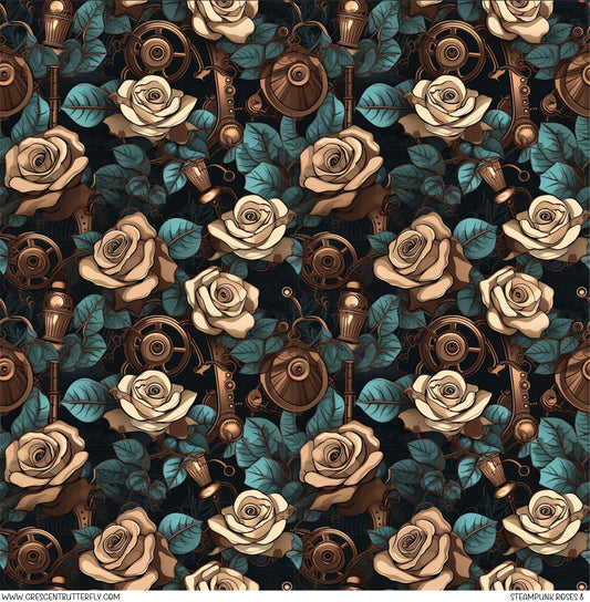 Steampunk Roses 8 Printed Vinyl Sheet/Wrap