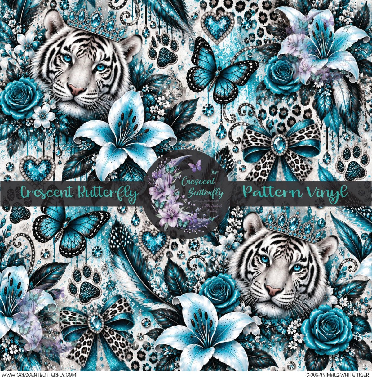 3-008-Animals-White Tiger Printed Vinyl Sheet/Wrap