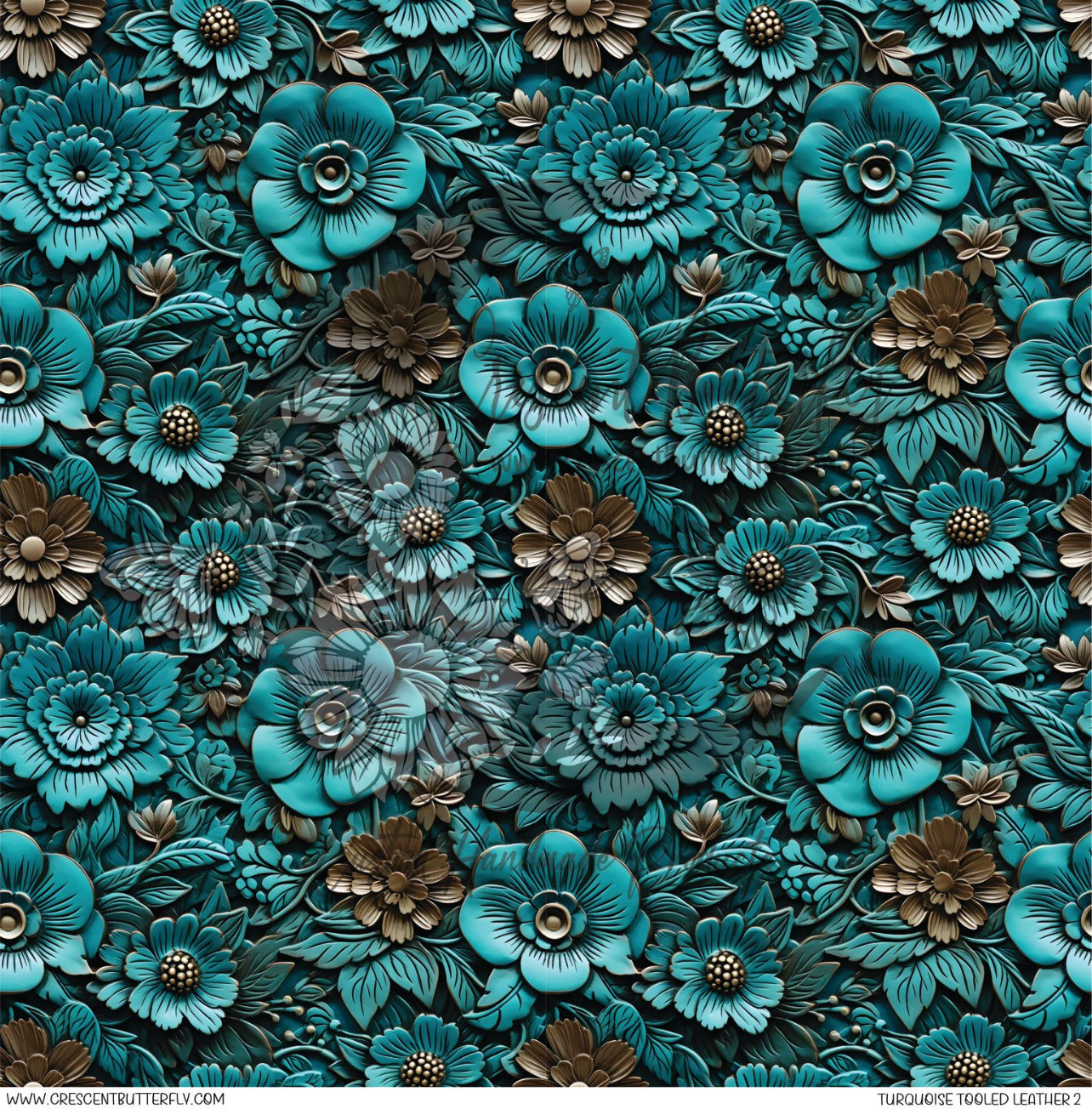 Turquoise Tooled Leather 2 Printed Vinyl Sheet/Wrap – Crescent ...
