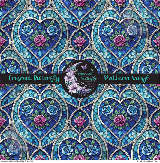 Blue Stained Glass 3 Printed Vinyl Sheet/Wrap
