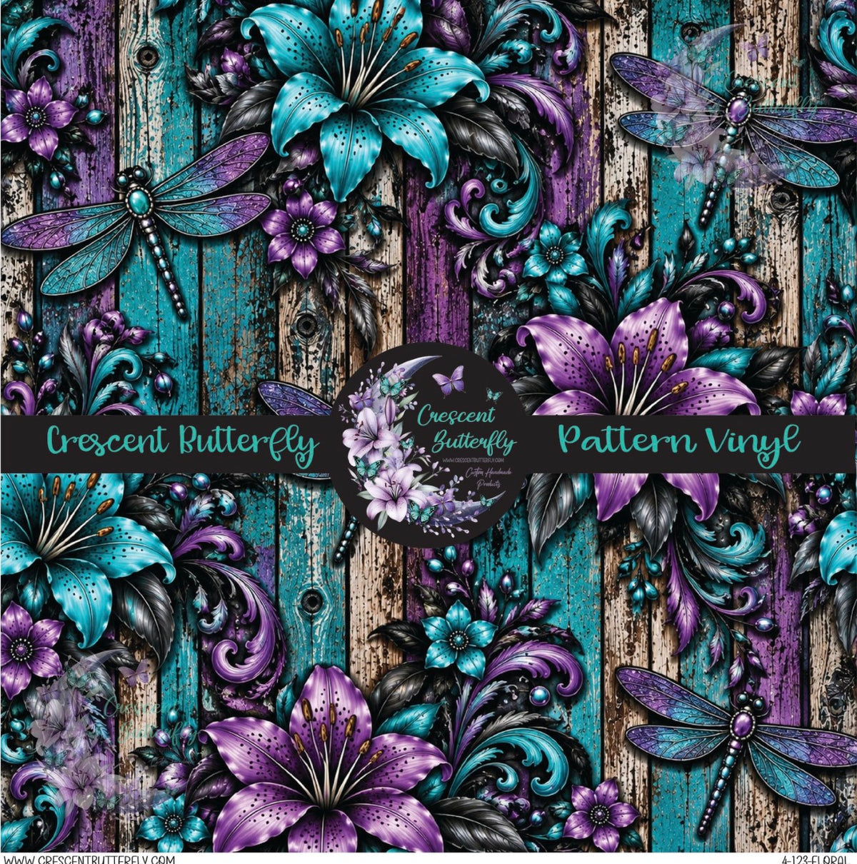 4-123-Floral Printed Vinyl Sheet/Wrap