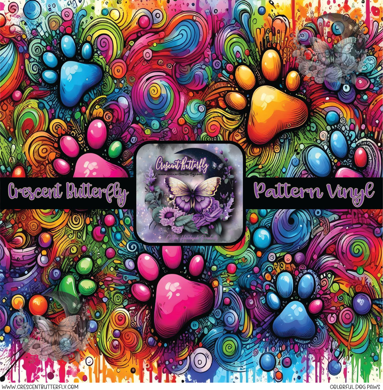 Colorful Dog Paws Printed Vinyl Sheet/Wrap