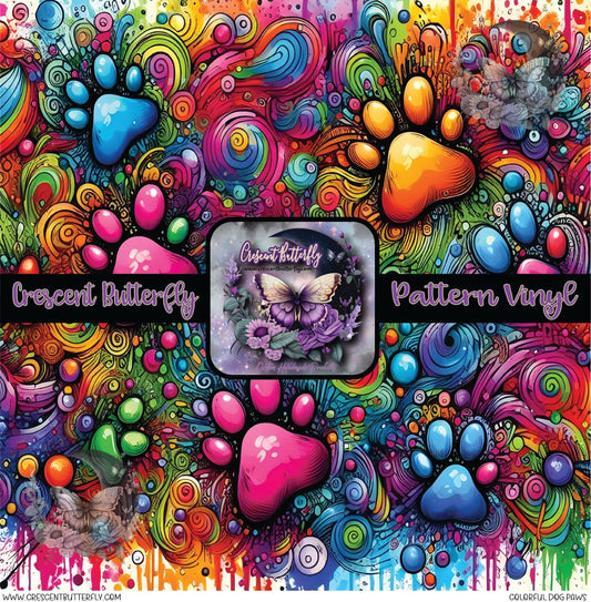 Colorful Dog Paws Printed Vinyl Sheet/Wrap