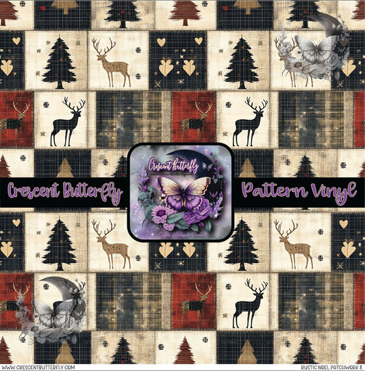 Rustic Noel Patchwork 8 Printed Vinyl Sheet/Wrap