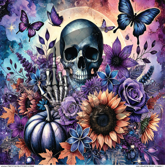 Halloween Skull Funny 1 Printed Vinyl Sheet/Wrap