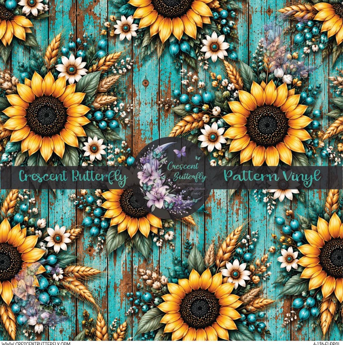 4-136-Floral Printed Vinyl Sheet/Wrap