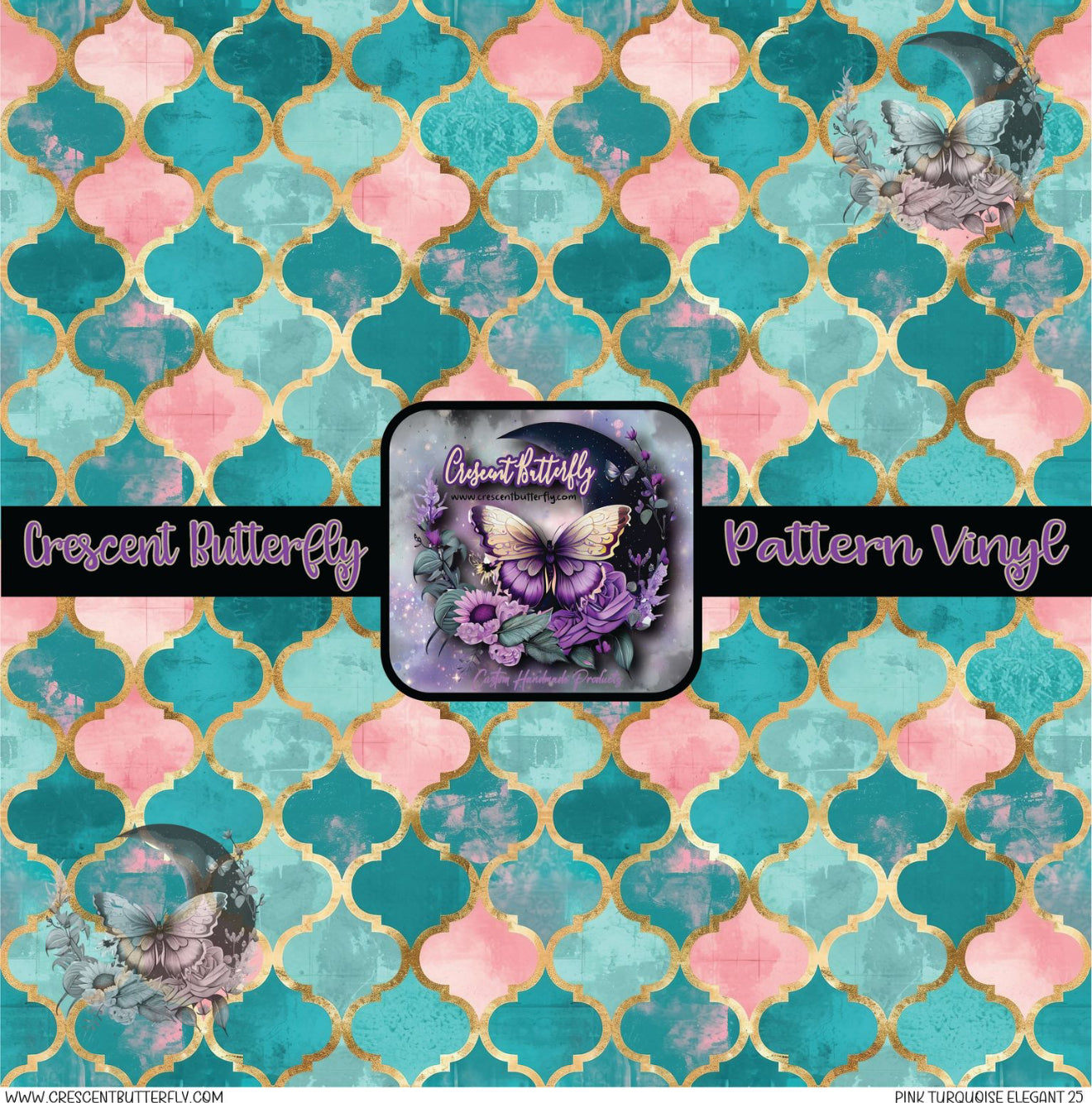Pink Turquoise Elegant 25 Printed Vinyl Sheet/Wrap