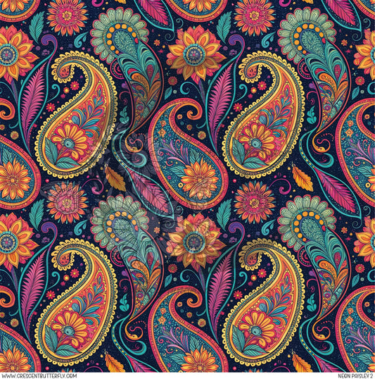 Neon Paisley 2 Printed Vinyl Sheet/Wrap