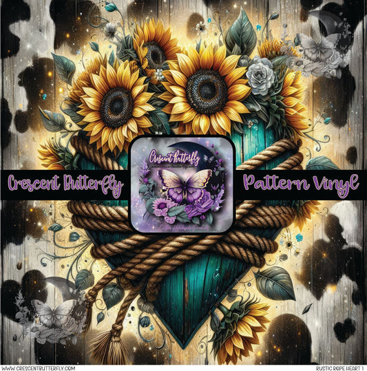 Rustic Rope Heart 1 Printed Vinyl Sheet/Wrap