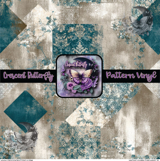 Vintage Shabby Turquoise 20 Printed Vinyl Sheet/Wrap