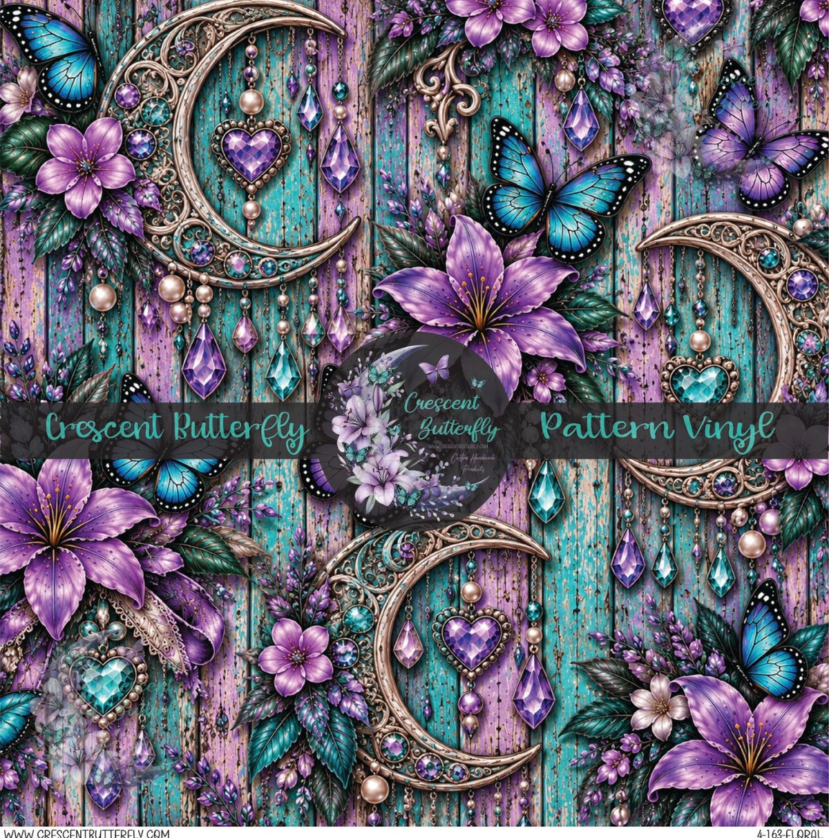4-163-Floral Printed Vinyl Sheet/Wrap