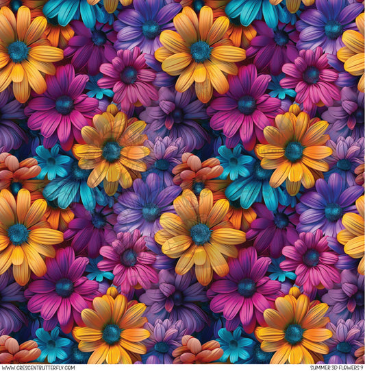 Summer 3D Flowers 9 Printed Vinyl Sheet/Wrap