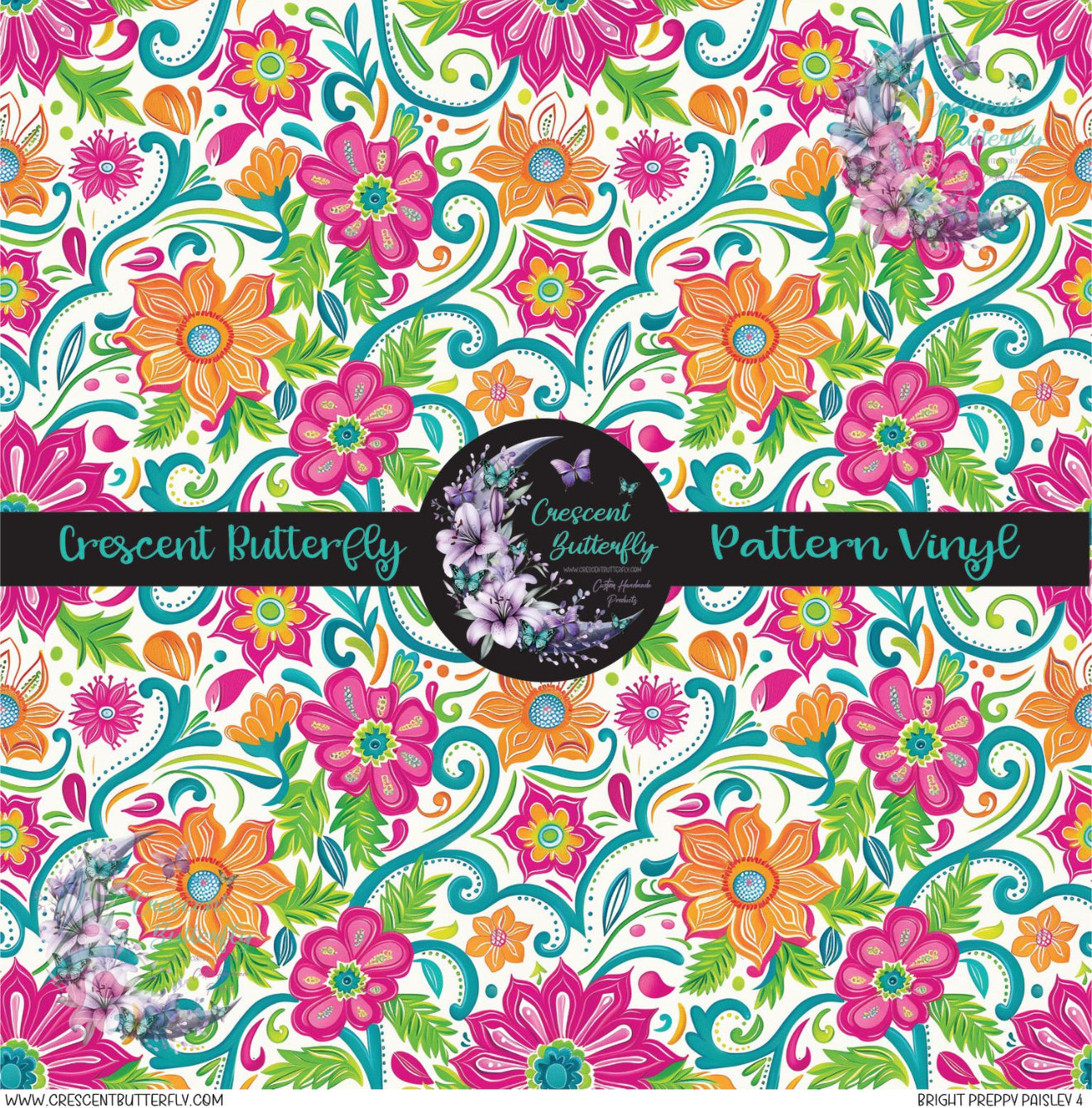 Bright Preppy Paisley 4 Printed Vinyl Sheet/Wrap