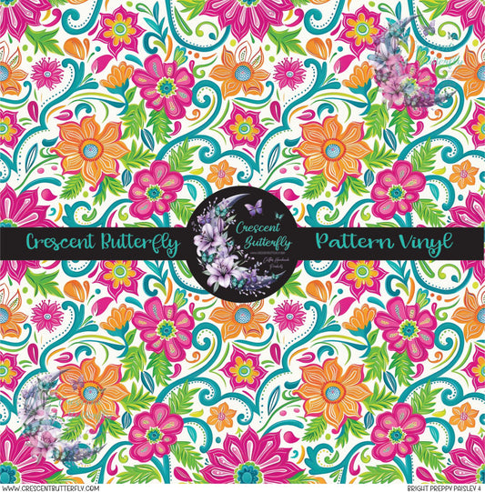 Bright Preppy Paisley 4 Printed Vinyl Sheet/Wrap