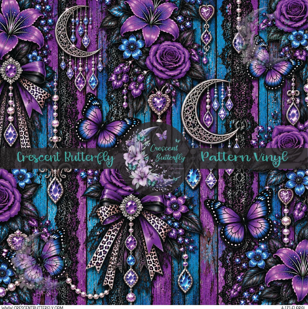 4-171-Floral Printed Vinyl Sheet/Wrap