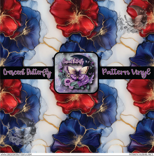 Patriotic Alcohol Ink 5 Printed Vinyl Sheet/Wrap