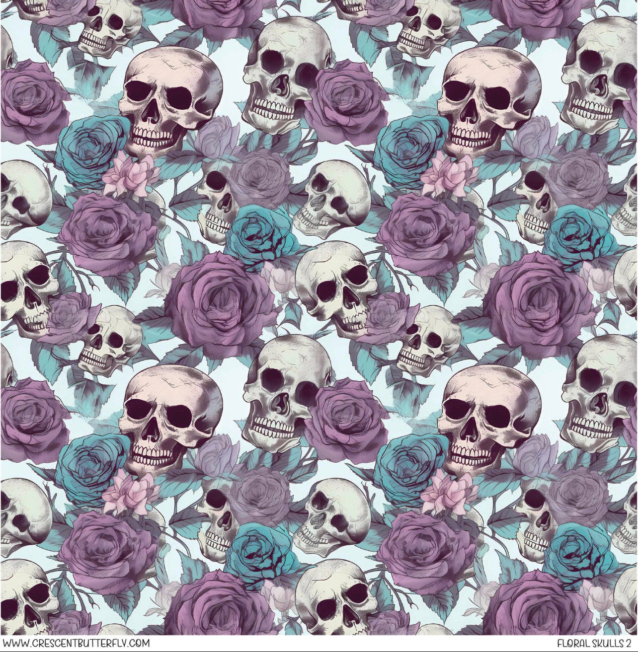 Floral Skulls 2 Vinyl Sheet/Wrap