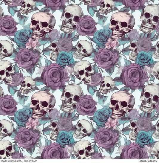 Floral Skulls 2 Vinyl Sheet/Wrap