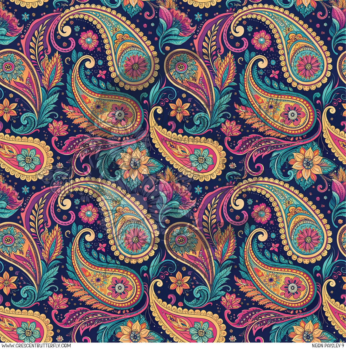 Neon Paisley 9 Printed Vinyl Sheet/Wrap