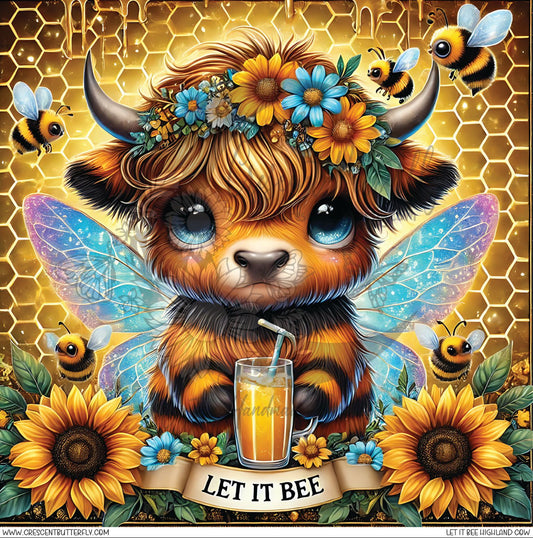 Let It Bee Highland Cow Printed Vinyl Sheet/Wrap