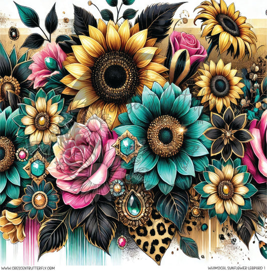 Whimsical Sunflower Leopard 1 Printed Vinyl Sheet/Wrap