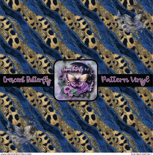 Blue Gold Cheetah 1 Printed Vinyl Sheet/Wrap
